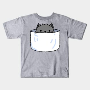 Grey Pocket Kitten Kids T-Shirt